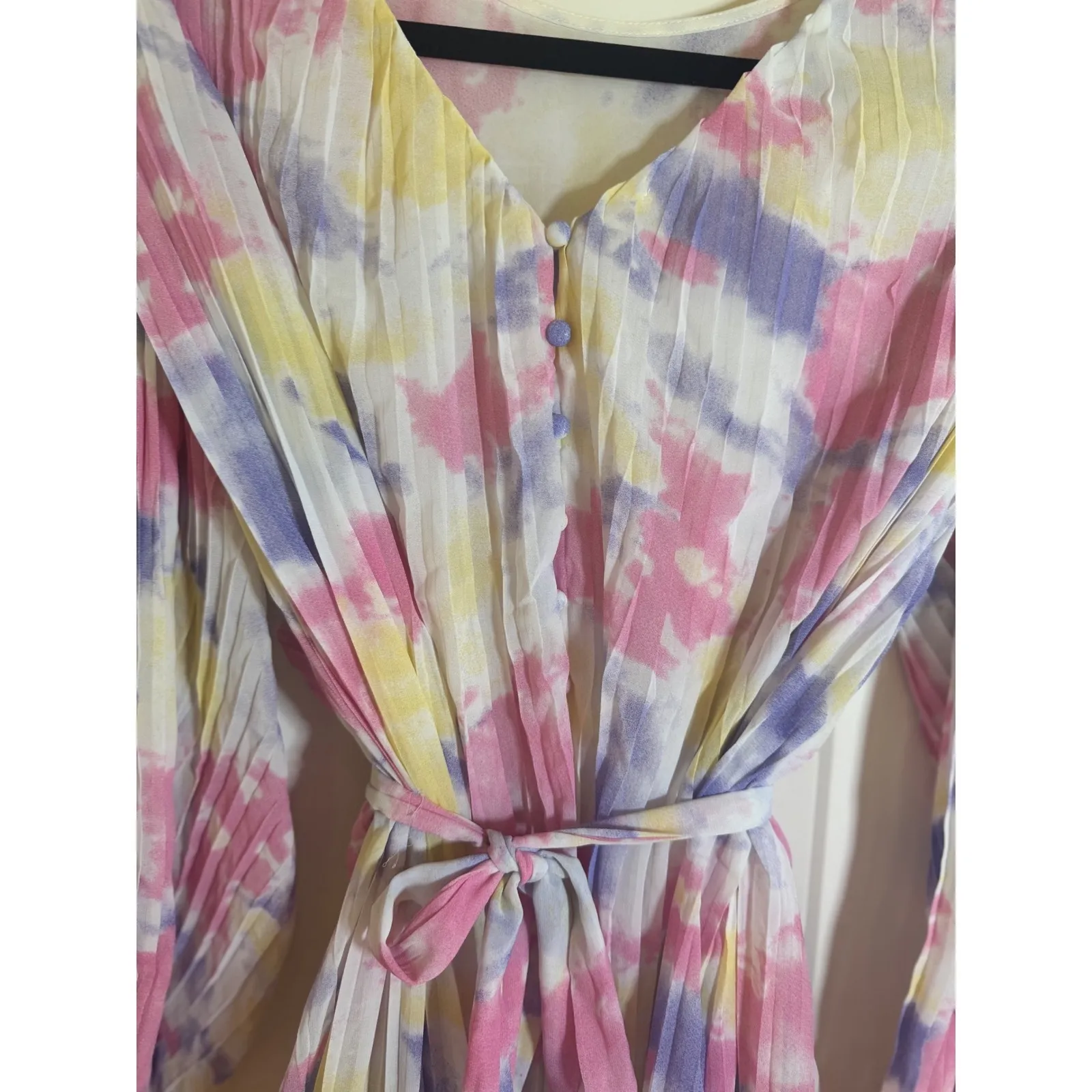New! Endless Rose Tie-Dye Chiffon Pleated‎ Mini Dress, XS - Image 10