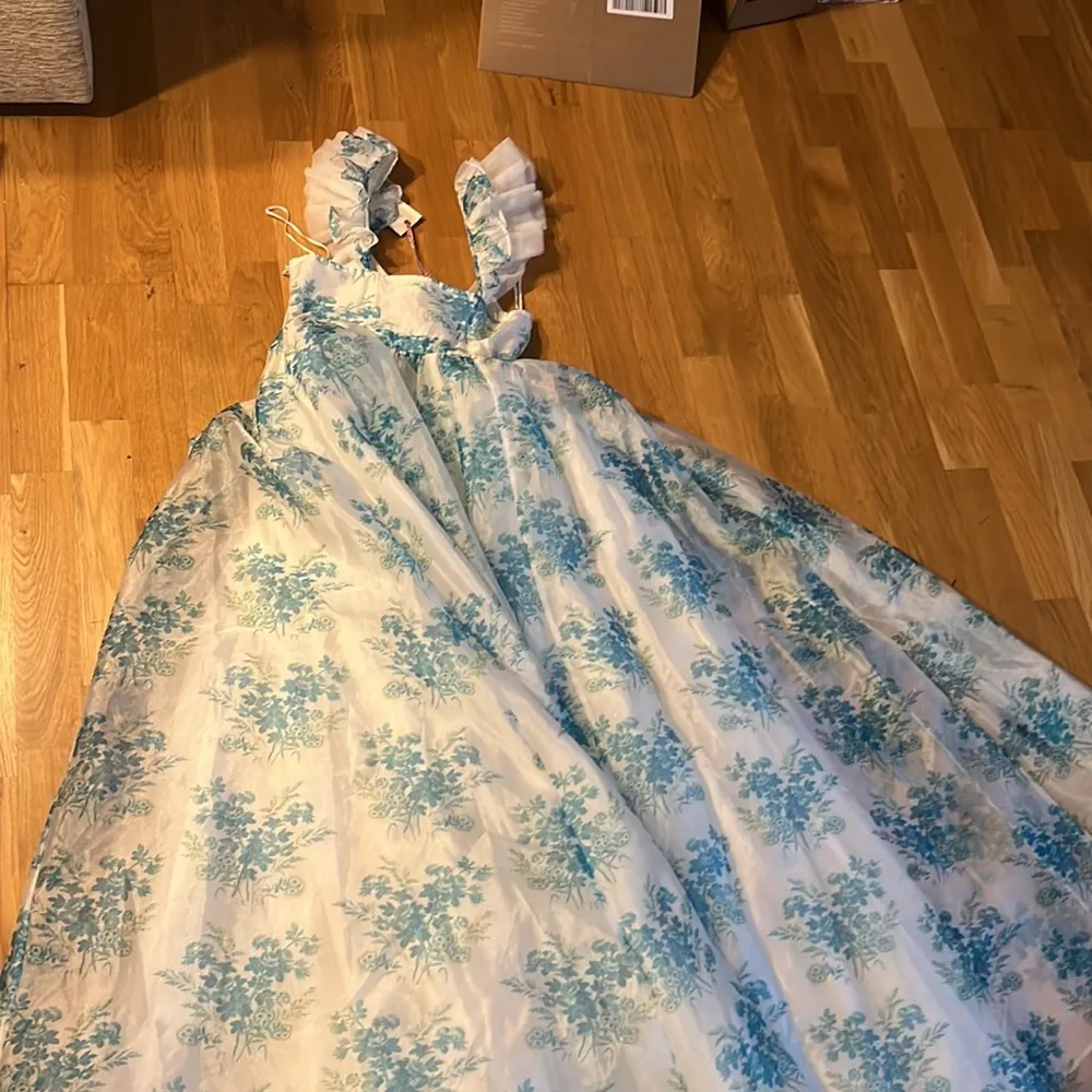 NWT Loveshackfancy Blue Macron Floral tulle maxi Gown - Image 15