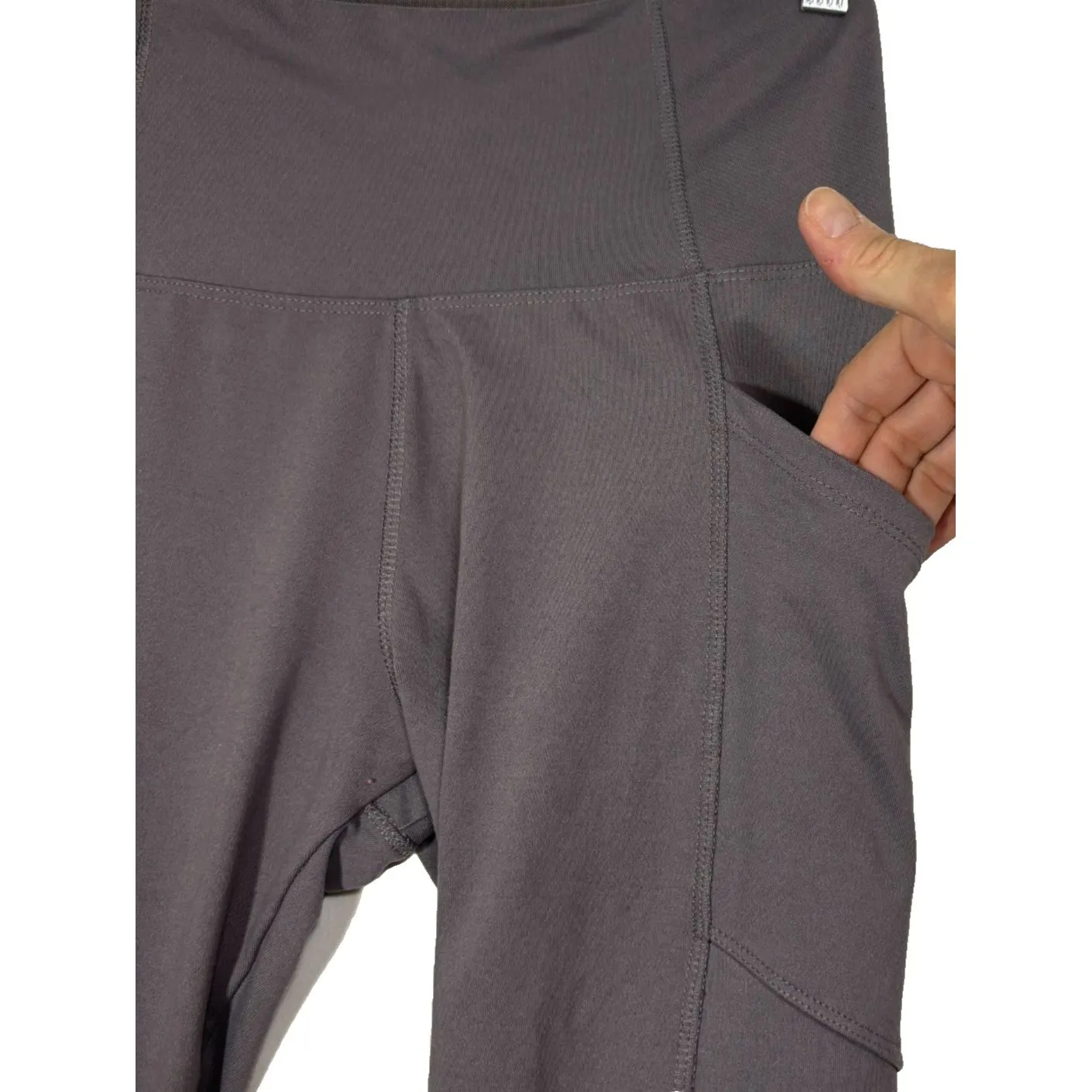 Marika 7/8 Legging Womens S Criss Cross Lower Side Panel Gray Yoga Lounge Pocket - Image 3