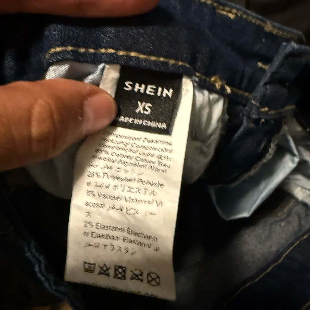 SHEIN High Rise Button-Up Dark Blue Jeans - Image 2