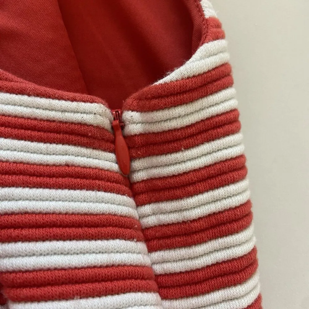 Boden Women's Dress Knit Striped Pockets Red White V Neck Tomato Girl US 8 Lined - Image 11