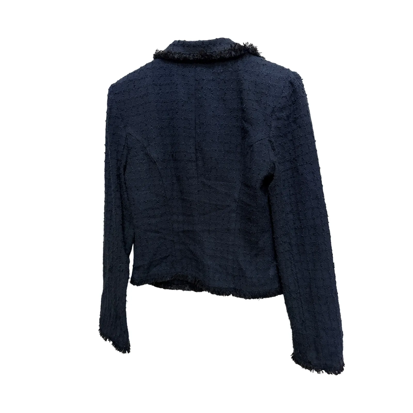 XOXO Y2K Women's Black Textured Blazer Jacket with Fringe Detail Size Medium - Image 6