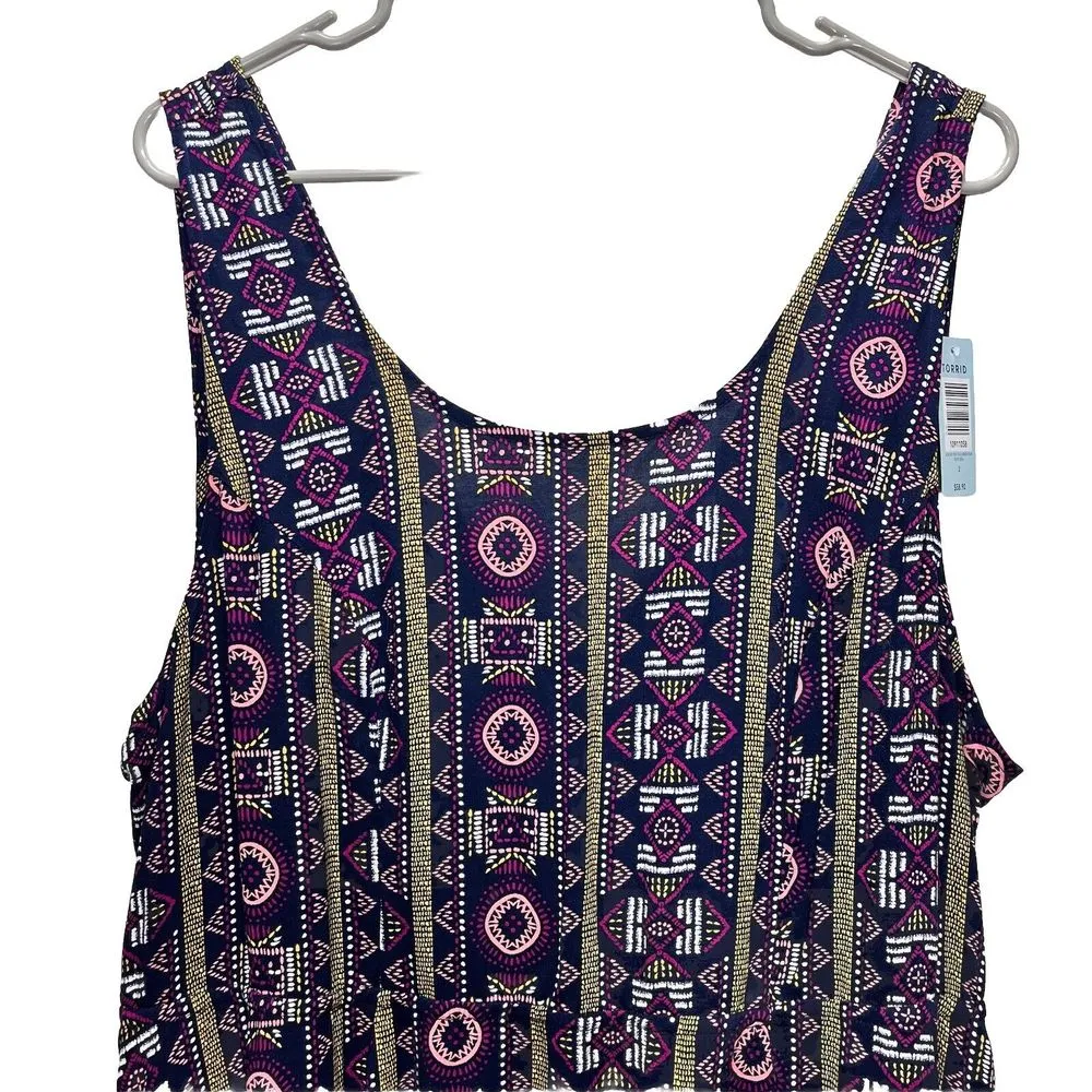 NWT Torrid Colorful Geometric Southwestern Aztec‎ Challis Bow Back Dress Size 2X - Image 5