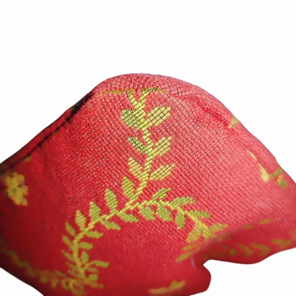 Teramasu Red Green Floral Tapestry Handbag Lined One Of A Kind Bamboo Handles - Image 5