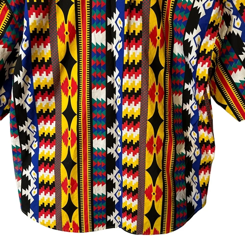 Vintage Side Saddle 100% Cotton Cutoff Sleeves Button Up Top Western Size Large Black - Image 11