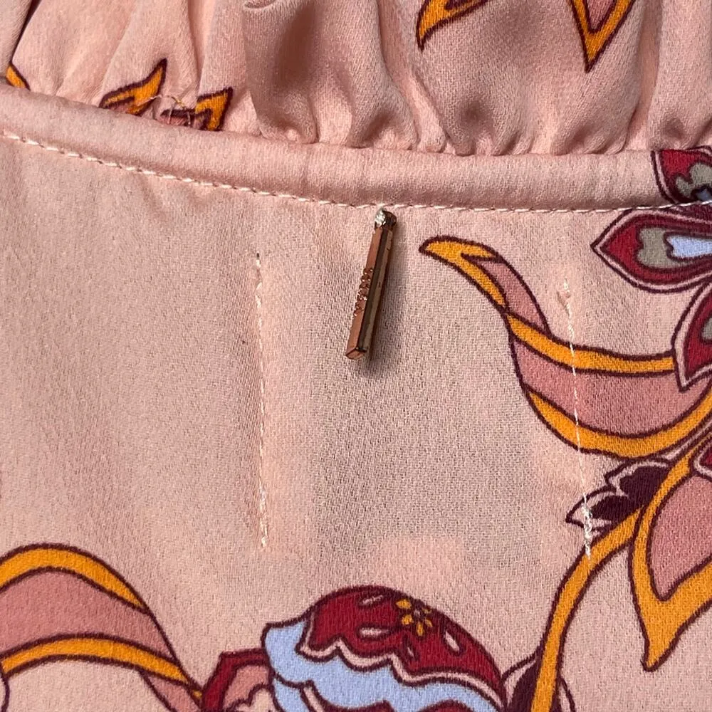 MISA Women's Lorena Mini Floral V neck Ruffle Skirt Dress sz S - Image 10