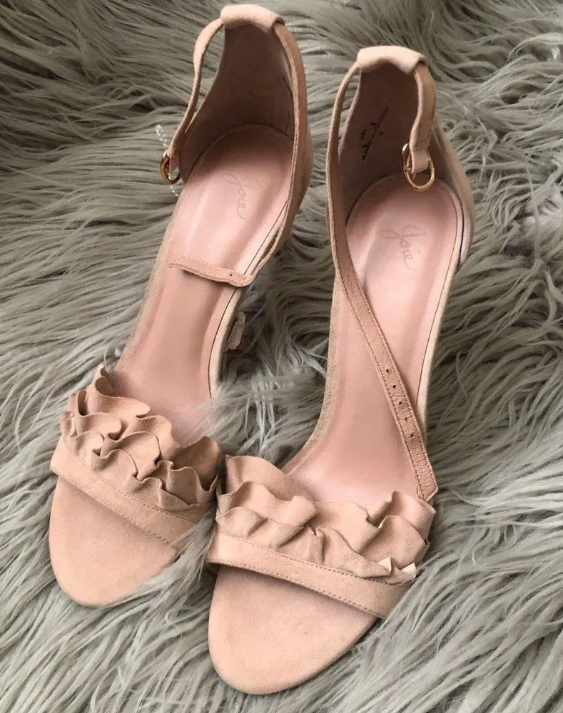 NEW joie Abigail Ruffled Suede High Heel Shoes - Image 3