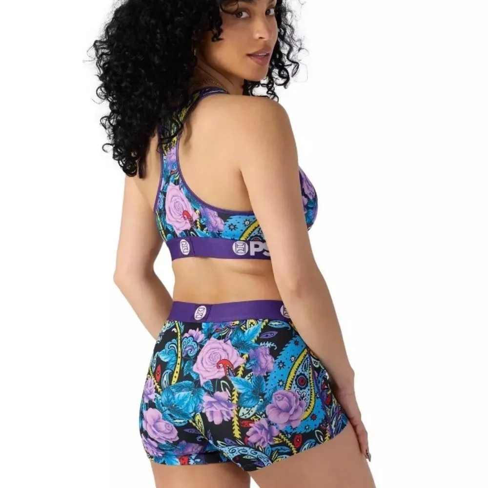 NWT PSD Sports Bra Purple Blue Paisley and Roses Small - Image 9