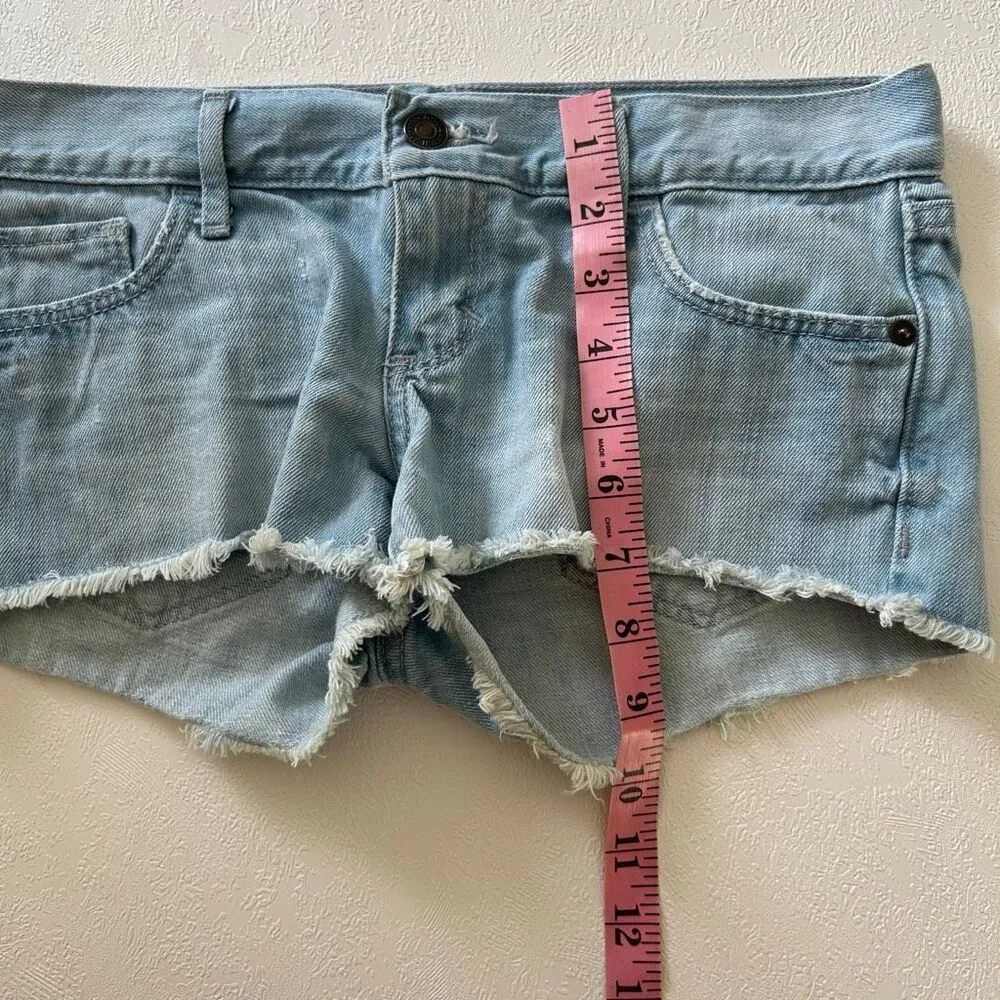 Abercrombie & Fitch Distressed Denim Shorts Light Wash 00 / 24 Women’s Cutoff Je - Image 6
