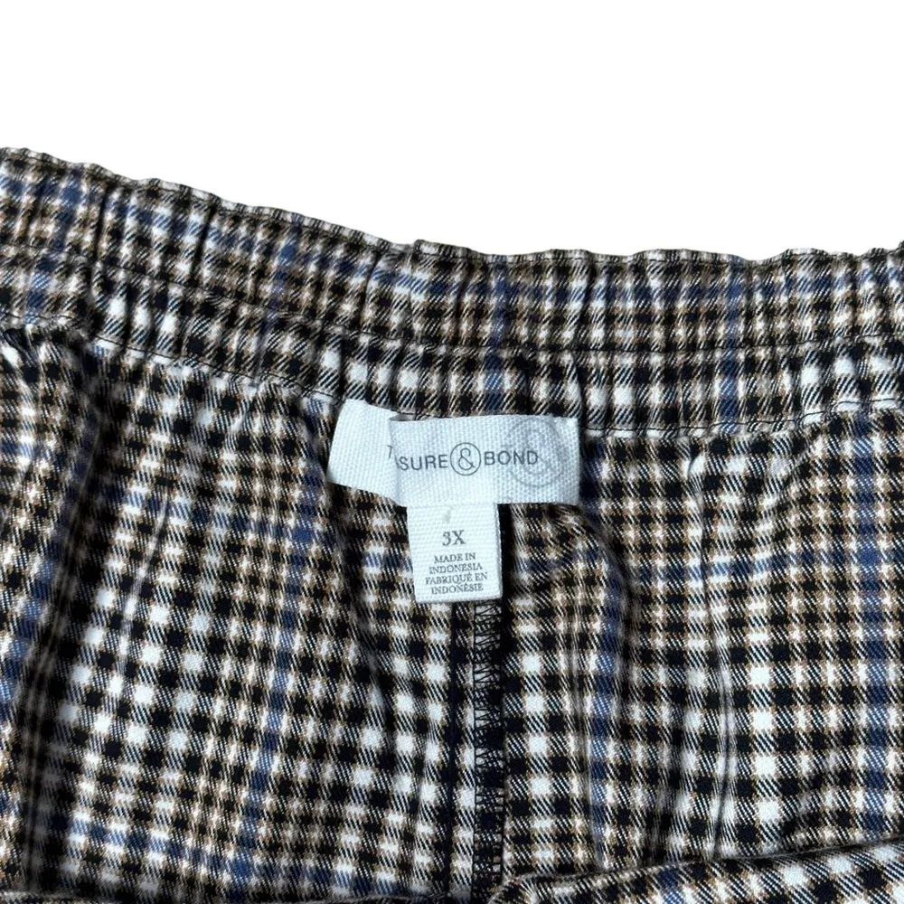 Treasure & Bond Drapey Plaid Pants in Tan-Ivory Bethany Plaid US 3X - Image 6