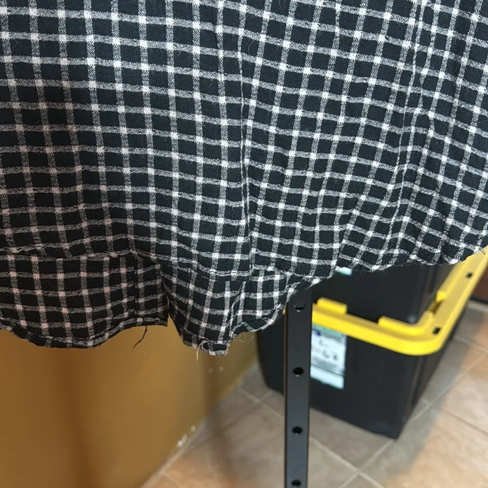 Beachlunchlounge Black Cream Plaid 3/4 Button Up Pullover Top Size Small - Image 5