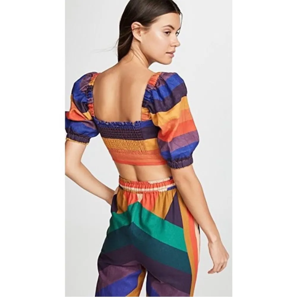 Farm Rio Striped Puff Sleeve Crop Top - Image 9