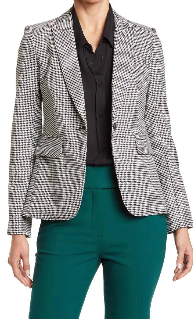 Veronica Beard Black White Houndstooth One Button Peak Lapel Dickey Blazer Sz 4 - Image 2