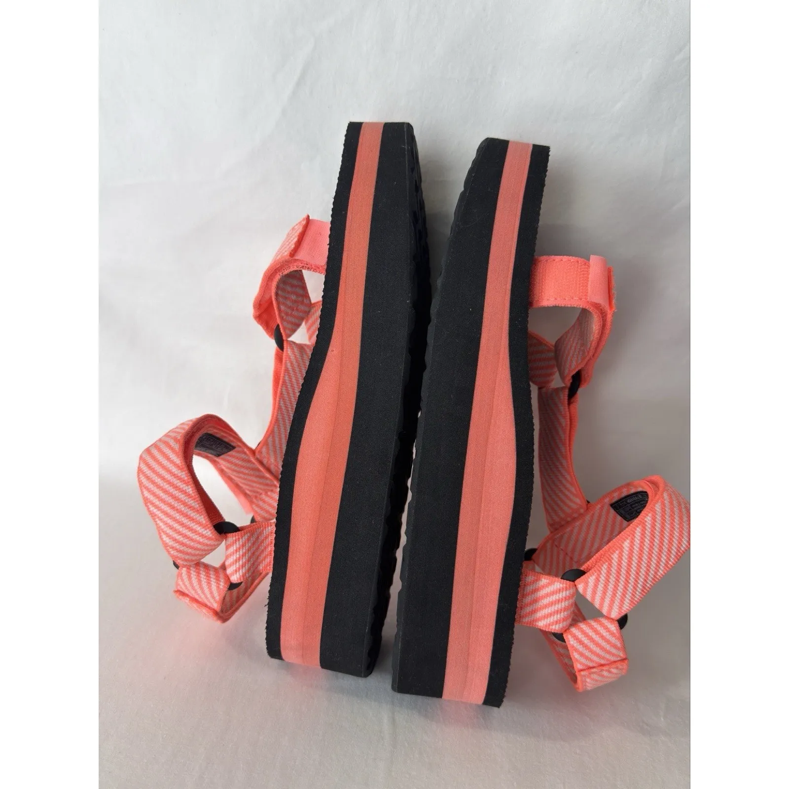Teva Flatform Universal Women's Orange Black Hook & Loop Strappy Sandals Size 7 - Image 7