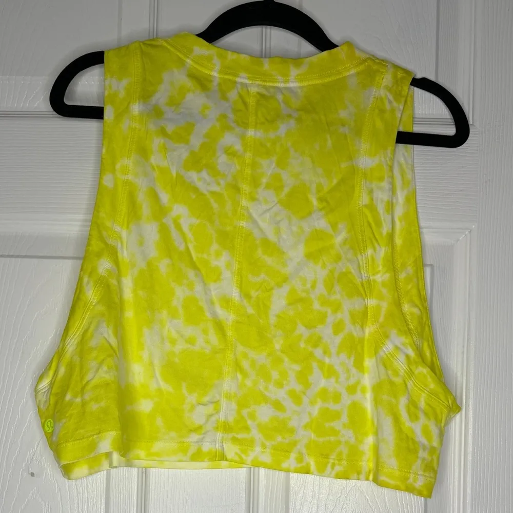 LULULEMON NWOT All Yours Cropped Tank 100% Pima Cotton‎ Hot Neon Yellow Size 10 - Image 4