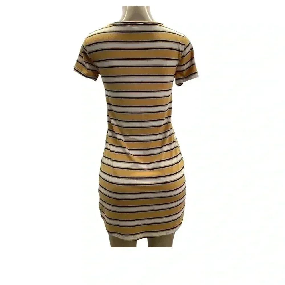Pink Rose Yellow Striped Mini Dress (Preowned) - Image 3