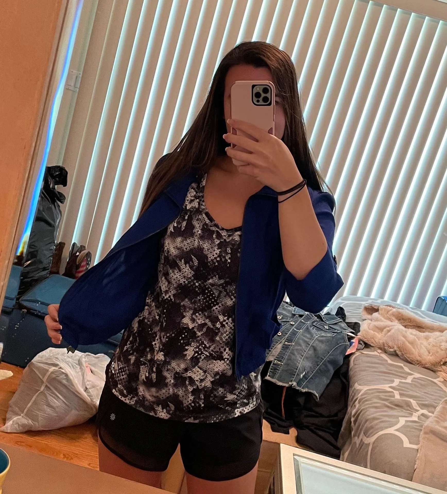 Mine Blue Zip Up Cropped Jacket Size M - Image 2