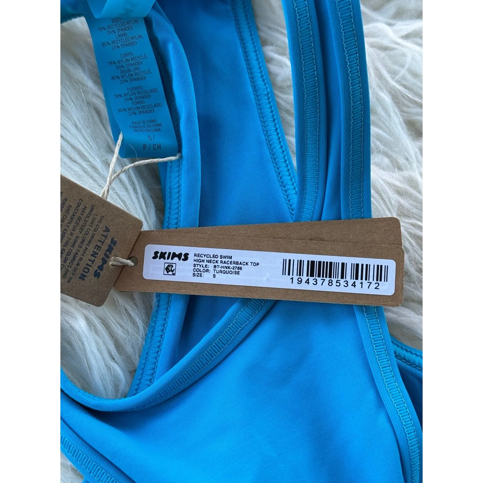 Skims Swim High Neck Racerback Top Turquoise Size Small - Image 7