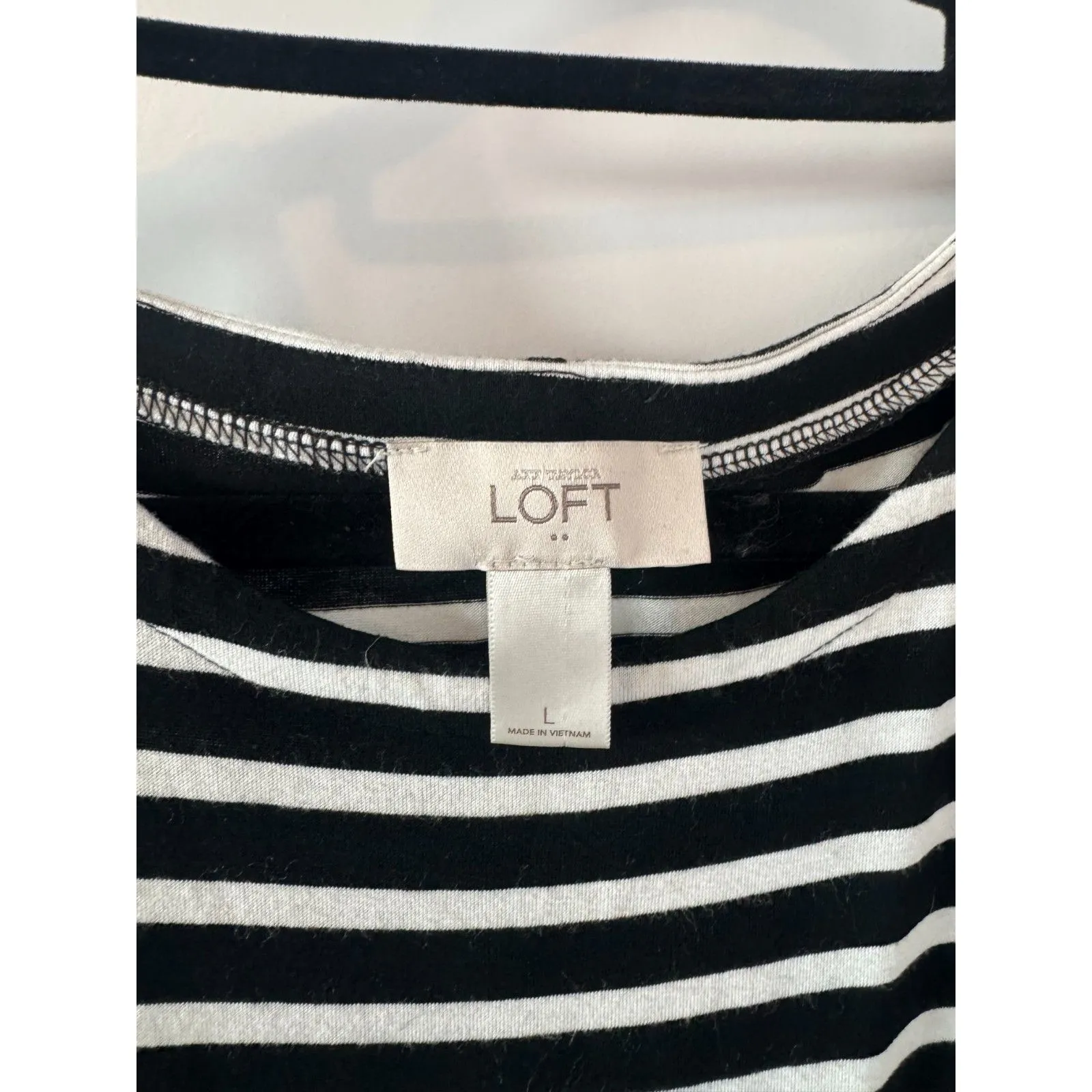 🖤 Ann Taylor LOFT Black & White Striped T-Shirt Dress - Image 3