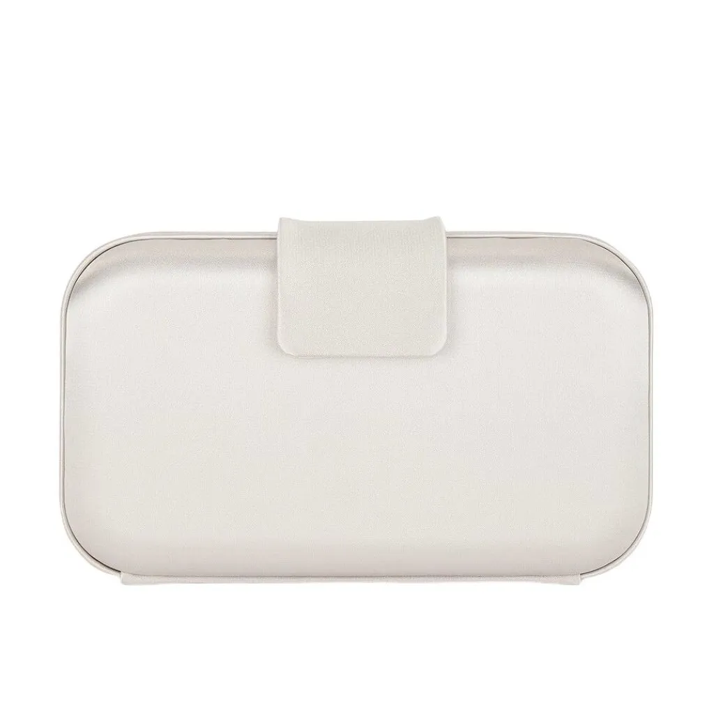 olga berg Emmy Crystal Trim Clutch in Oyster New Womens Wedding Formal Bag White - Image 2