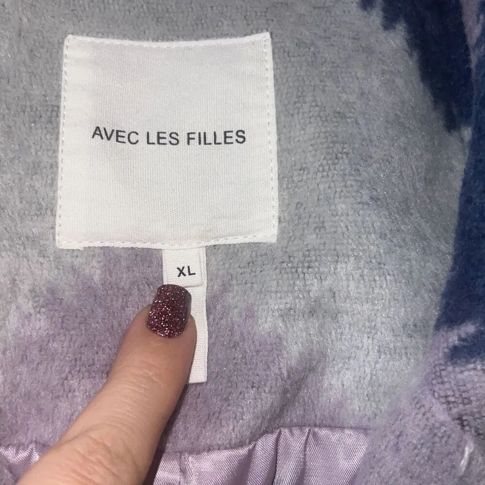 ✨Avec Les Filles Womens Oversized Chevron Wool-Blend Sz XL Peacoat✨ - Image 6