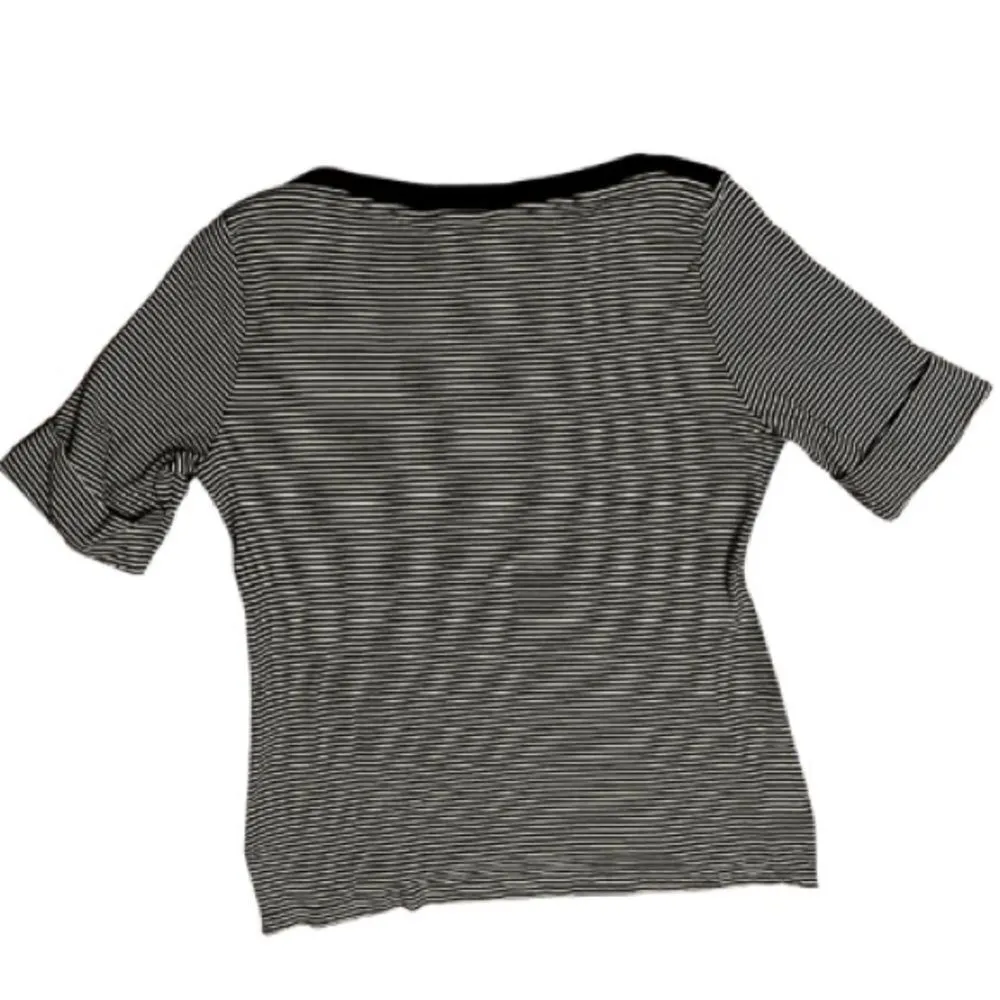 Ralph Lauren Women’s Striped Shirt Black White Boatneck Knit TShirt Size XL‎ - Image 2