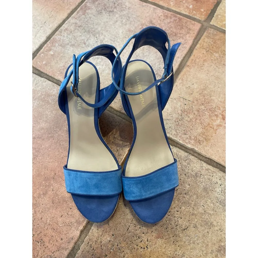 Saks, Fifth Avenue suede espadrille open toe heels size 7 1/2 - Image 2