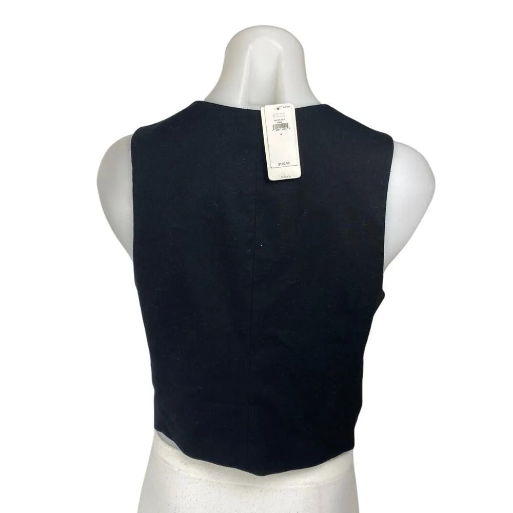 NEW Banana Republic Women's Black Sleeveless Button Up Cropped Vest Top Size 4 - Image 2