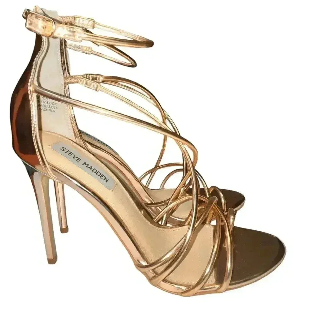 Steve Madden Women’s Satya‎ Metallic Rose Gold Sexy Elegant Strap Stiletto Heel - Image 4