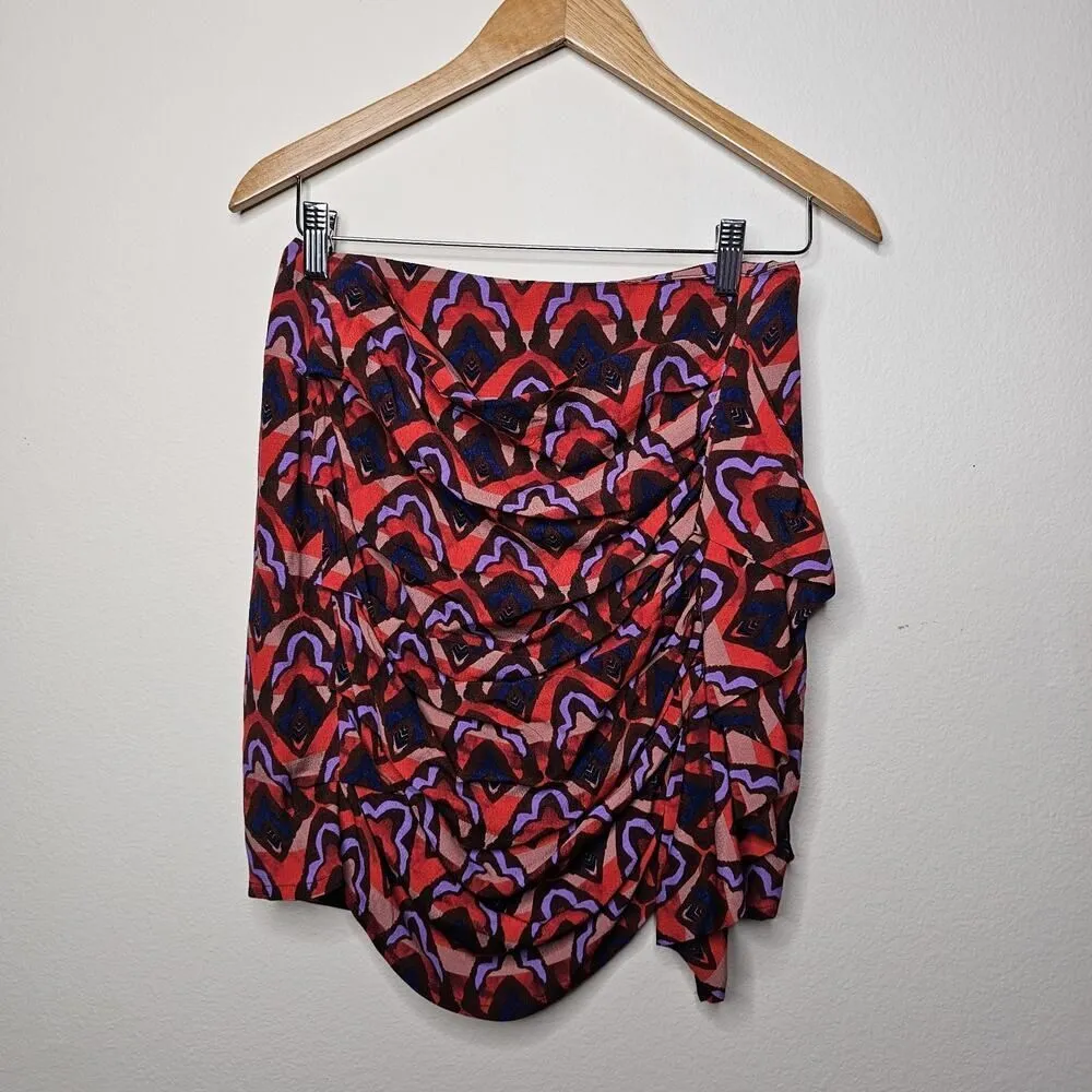 Anthropologie DOLAN Left Coast Collection Draped Red Motif Mini Skirt Size XS - Image 2