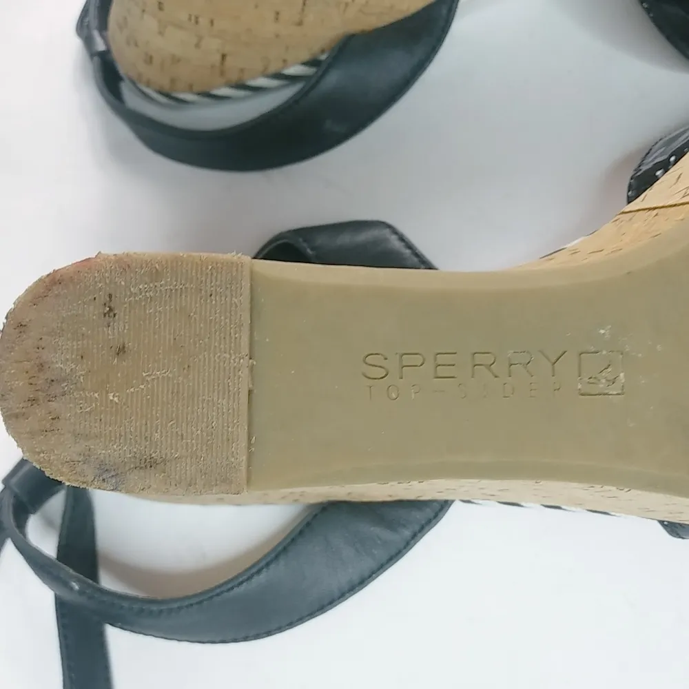 Sperry Topsiders 9 Nautical Cork Rope Tie Wedgies Sandals Shoes - Image 3