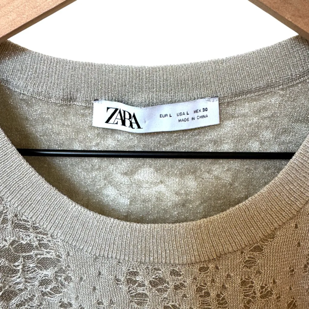 Zara Metallic Jacquard Knit Top Women's Large Retail $60 - Image 4