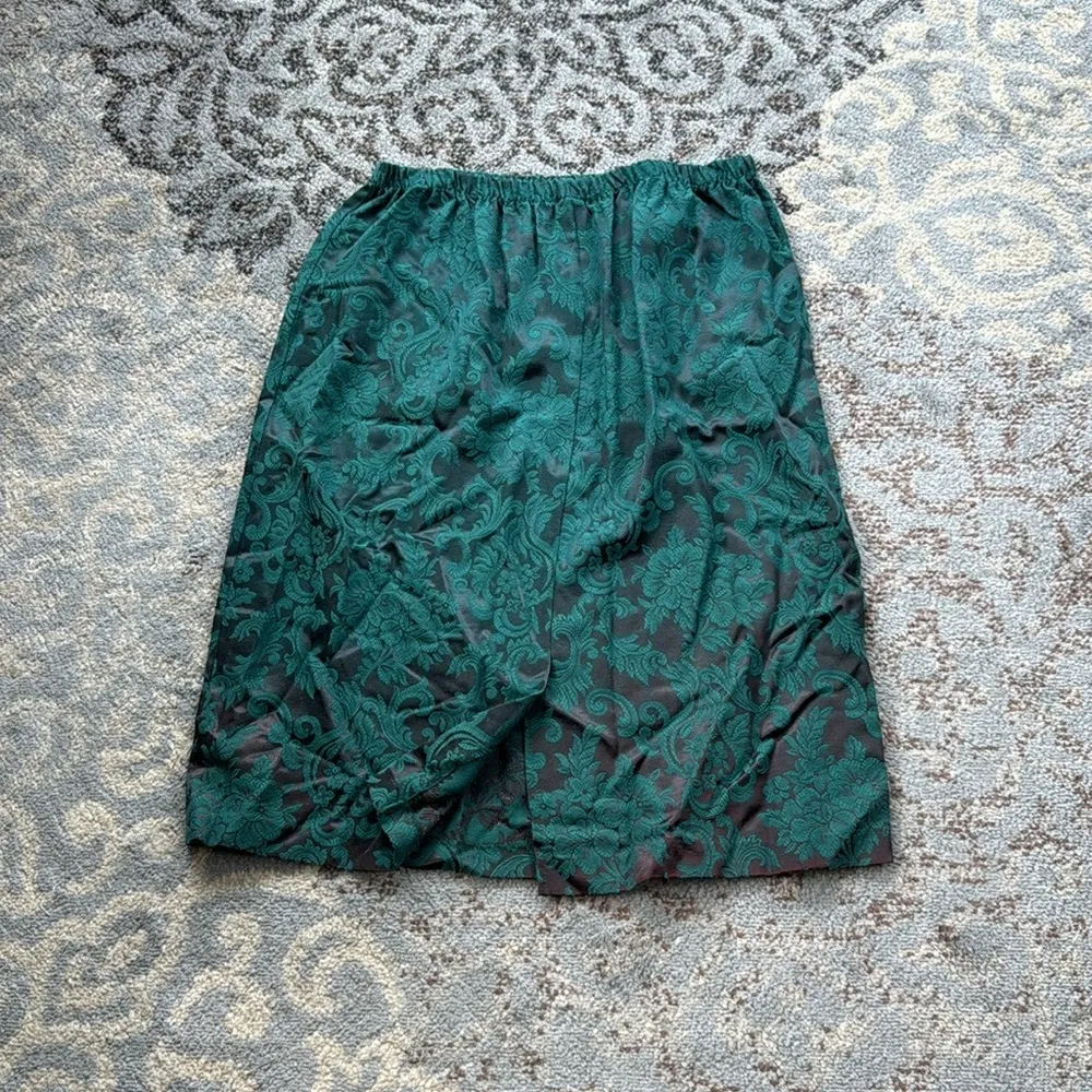 Vintage David Rose Lace Floral Skirt Set Emerald Green 16W - Image 12