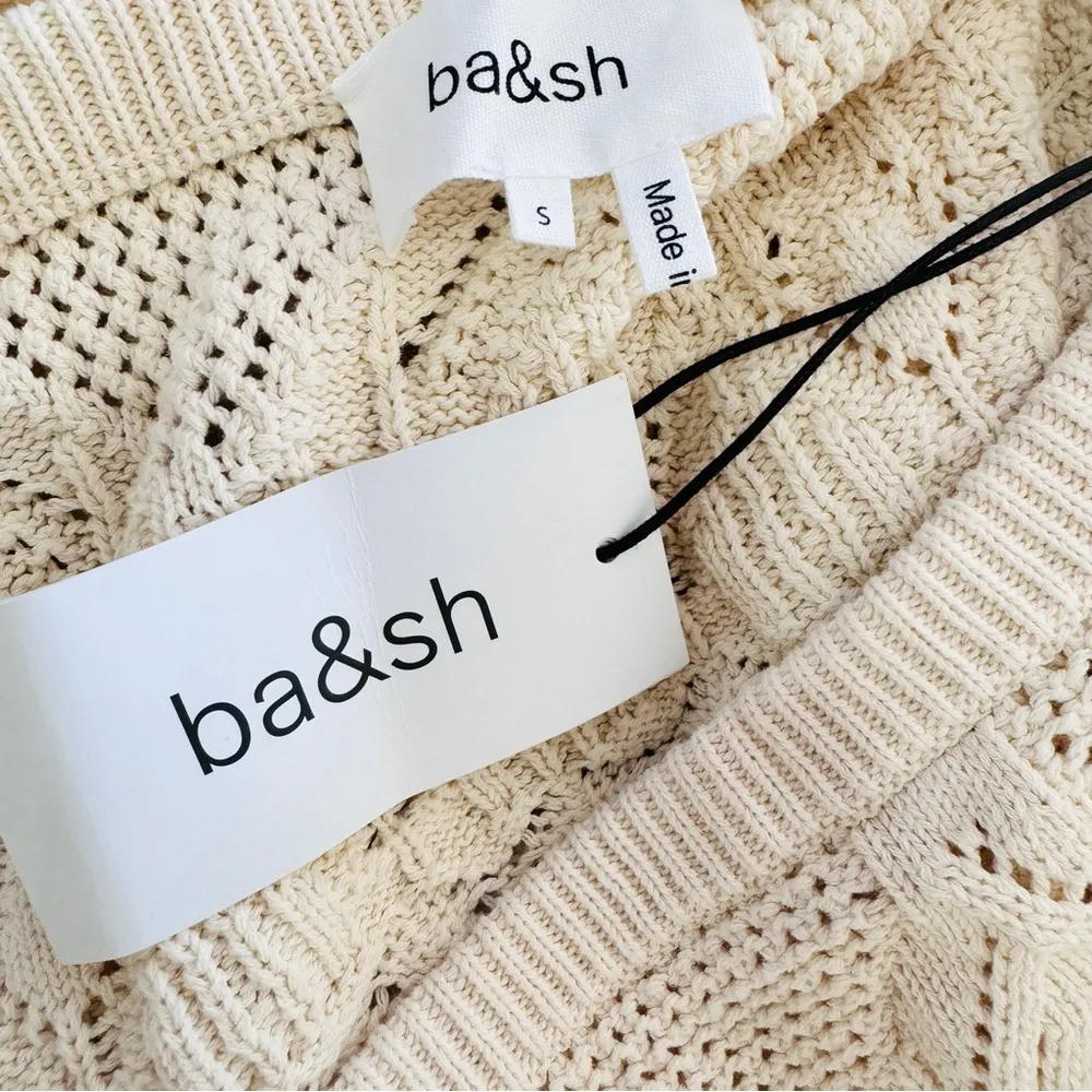 Ba&sh Paris 100% cotton Jensen Cropped knit Sweater in cream NEW - Image 7