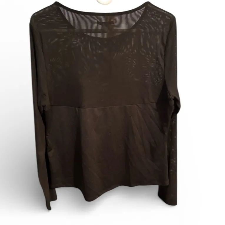 Bar III Black Long Sleeve Mesh Panel Blouse- Size 2X - Image 3