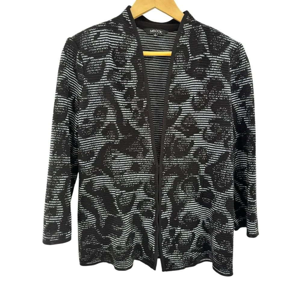 Misook Animal-Print Ottoman Jacket Women's Small Arctic Black Open‎ Front - Image 4