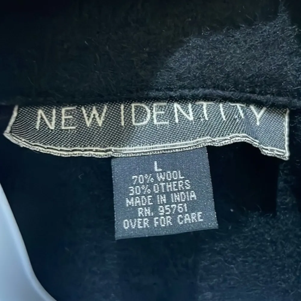 New Identity Black Wool Blend Blazer With White Baseball Stitching - Image 8