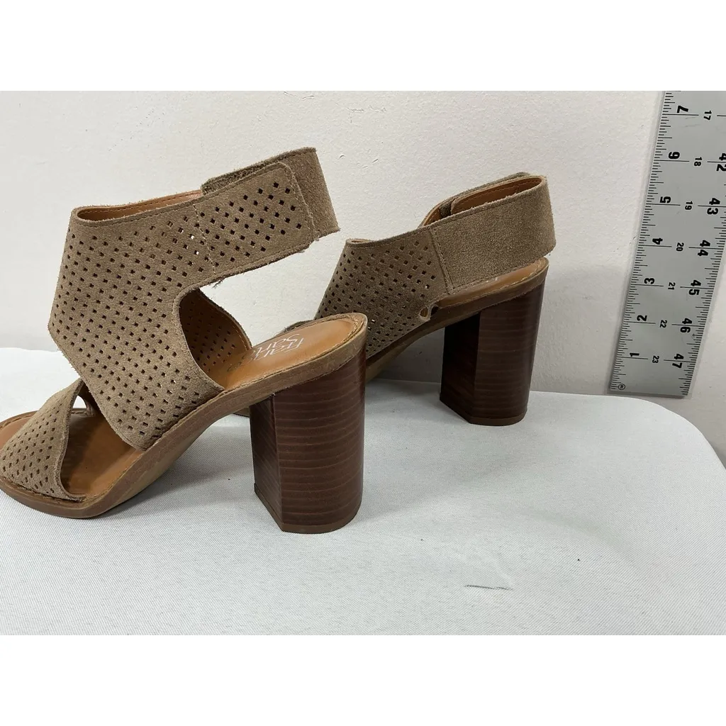Womans Franco Sarto Delores Sandals 7.5 M Brown Vented Open Toe Slingback Heel - Image 5
