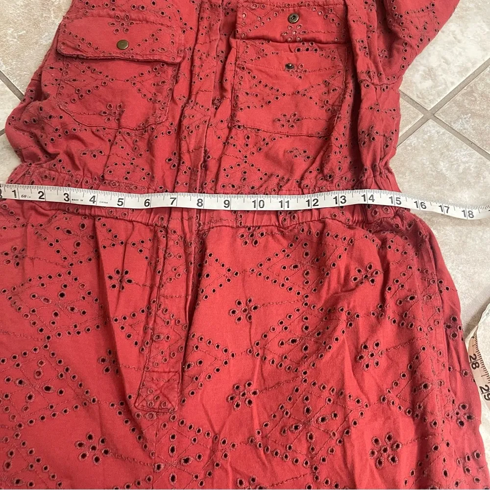 Free People Set The Tone Eyelet Long Sleeve Jumpsuit Terracotta Red Women's Sz 4 - Image 10