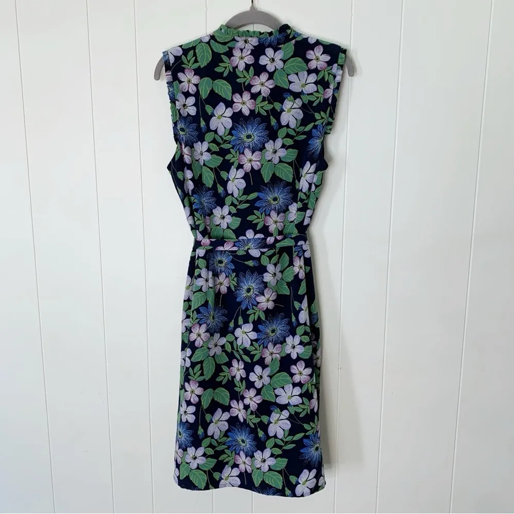 Karl Lagerfeld Paris Blue Floral Sleeveless Button Up Dress 12 - Image 2