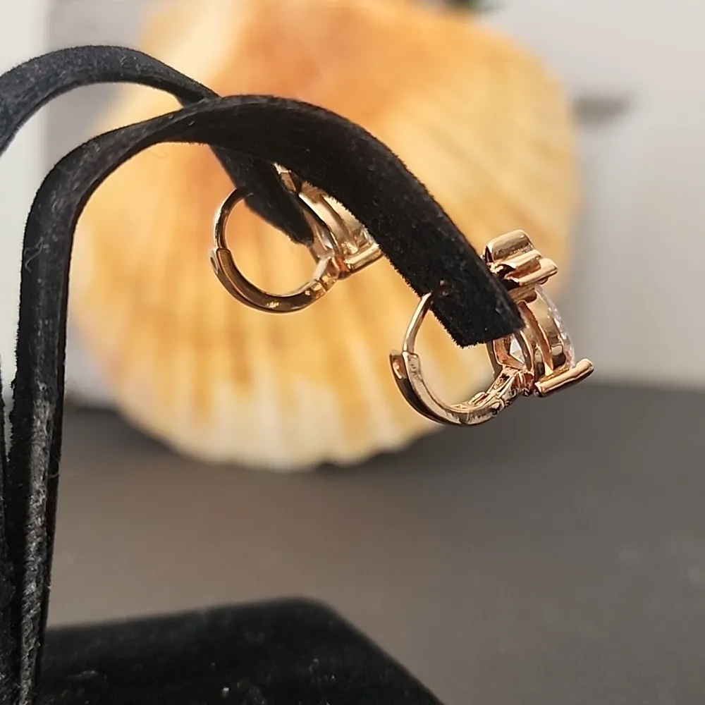 Gold Filled CZ Pineapple Huggie Hoop Earrings - Image 3