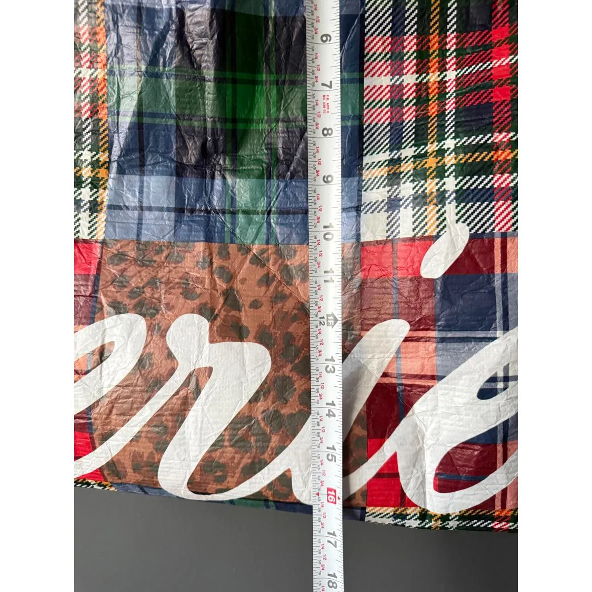 Aerie Patchwork Pattern Tote Bag with Green Handles - Image 5