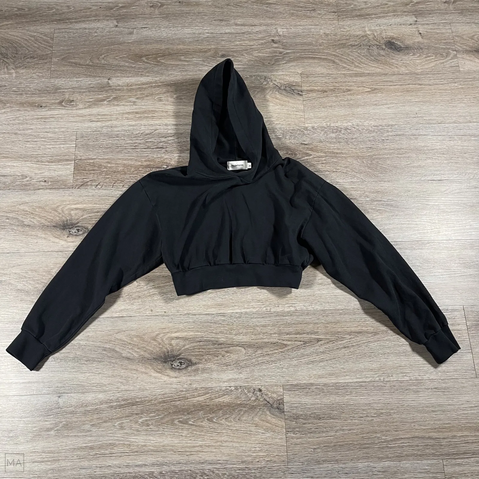 Talentless Women's Cropped Sweater Pullover Hoodie Athleisure Size M Black - Image 2