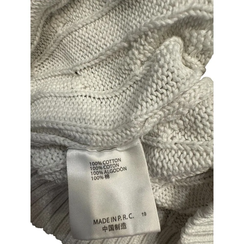 BRANDY MELVILLE Sweater Crop Top in White with Cable Knit One Size - Image 5