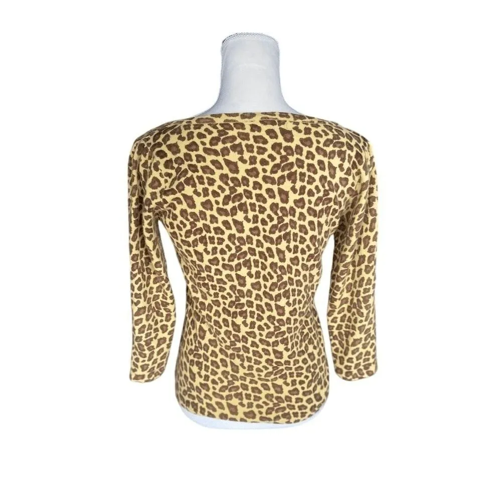 Laura Ashley Women's Leopard Print 3/4 Sleeve Blouse Size 8 Lambswool Angora - Image 6