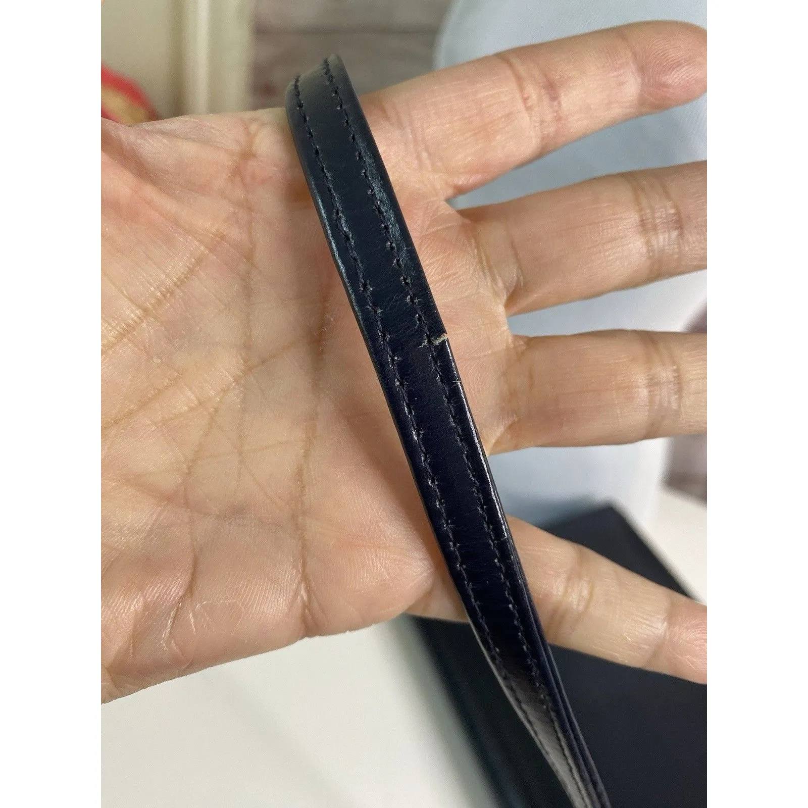 Vintage EROS Womens Navy Blue Leather Shoulder Bag Made In England - Image 12