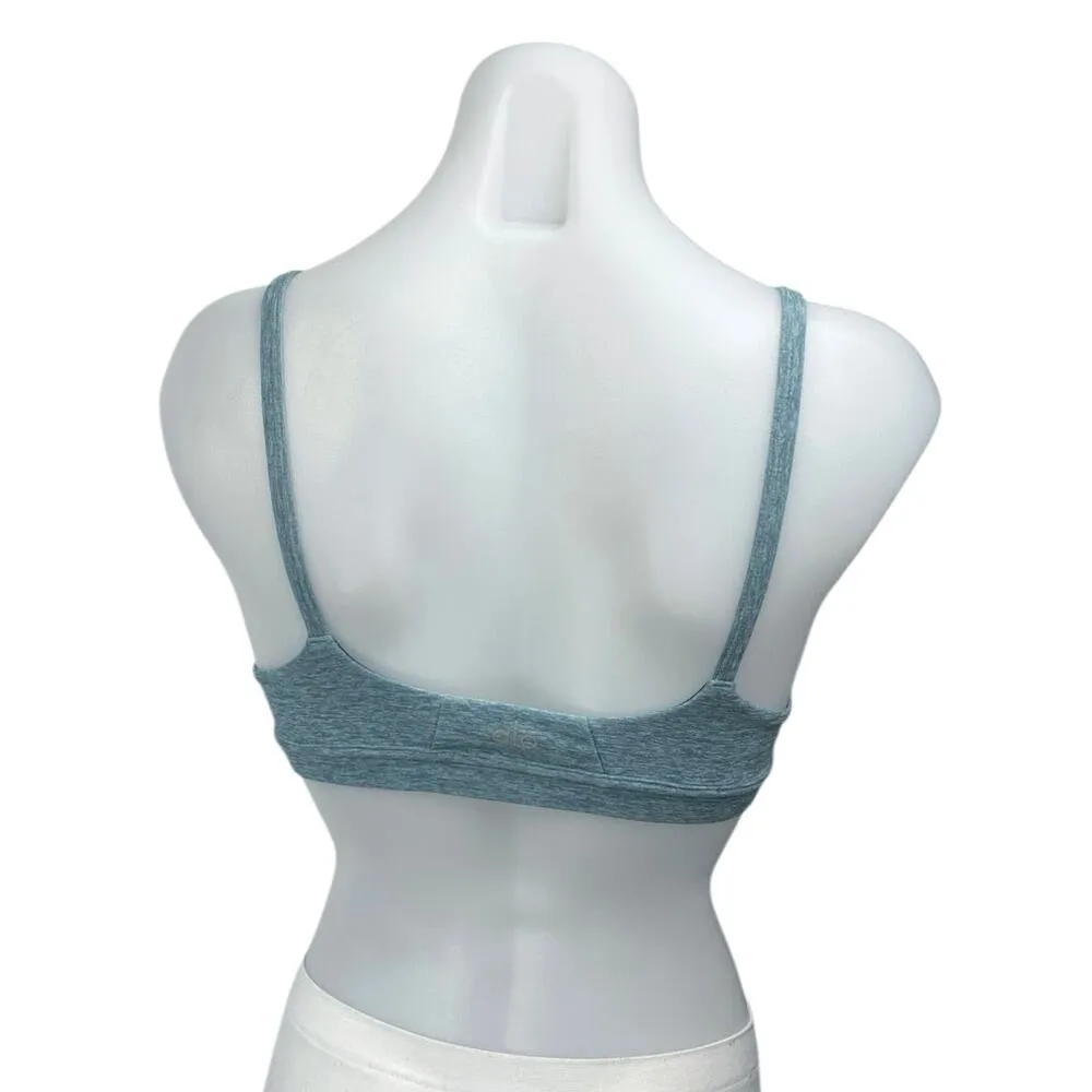 Alo Yoga Women's Blue Heathered Cutout Athletic Sports Bra Crop Top Size XS - Image 2