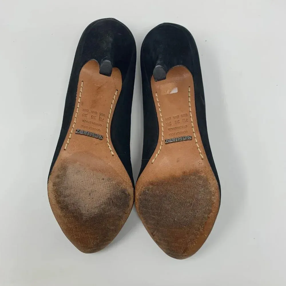 Schutz Black Suede Closed Toe Classic Pumps‎ Heels - Image 8