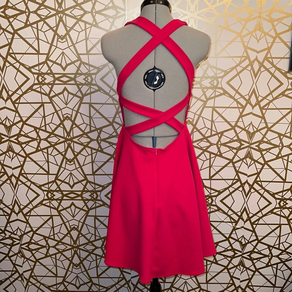 🖤Lulus Pink Strappy Back Backless Skater Dress, XS - Image 4