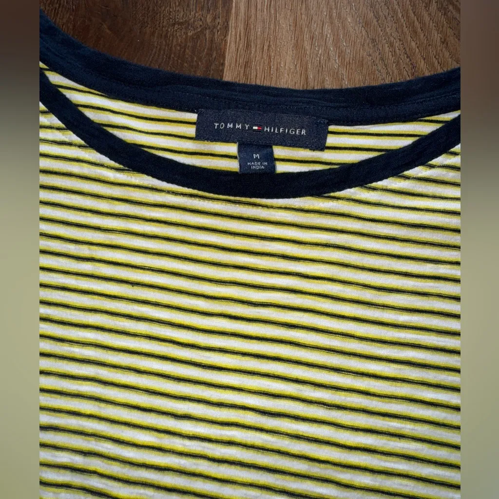 Tommy Hilfiger Navy & Yellow Striped Top - Image 4